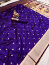 Navy blue color paithani silk saree with goldan zari  weaving work
