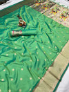 Sea green color paithani silk saree with goldan zari  weaving work