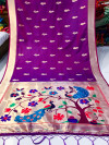 Purple color paithani silk saree golden zari weaving work