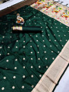 Dark green color paithani silk saree with goldan zari  weaving work