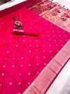 Pink color paithani silk saree with goldan zari  weaving work