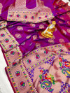 Purple color paithani silk saree with meenakari weaving border