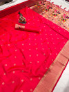 Gajari color paithani silk saree with goldan zari  weaving work