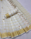 White color doriya saree with gota patti design