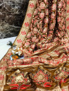 Brown color soft pashmina silk saree with printed work