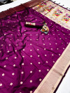 Magenta color paithani silk saree with goldan zari  weaving work