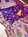 Purple color paithani silk saree with meenakari weaving border