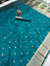 Rama green color paithani silk saree with goldan zari  weaving work