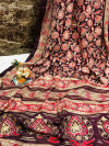 Magenta  color soft pashmina silk saree with printed work