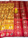 Yellow color soft cotton saree with patola printed work