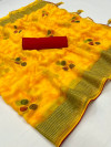 Yellow color soft chiffon georgette saree with foil printed work