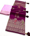Magenta color dola silk saree with zari weaving work