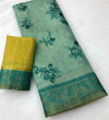 Sea green color kanjivaram silk saree with digital printed work