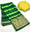 Green color dola silk saree with zari weaving work