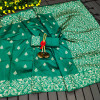Rama green color soft handloom raw silk saree with woven design