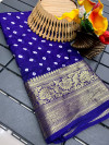 Purple color hand bandhej silk saree with zari weaving work