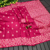 Pink color soft handloom raw silk saree with woven design