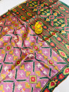 Magenta color soft cotton saree with digital patola design