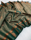 Bottle green color kanjivaram silk saree with zari weaving work