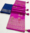 Pink color dola silk saree with zari weaving work