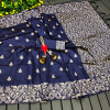 Navy blue color soft handloom raw silk saree with woven design
