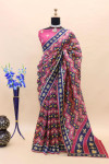 Pink color soft cotton silk saree with digital printed work