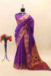 Purple  color paithani silk saree with zari weaving work