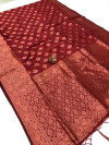 Maroon color soft banarasi saree with zari weaving work