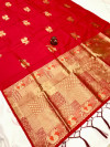 Red color lichi silk saree with zari weaving work