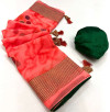 Gajari color soft chiffon georgette saree with foil printed work