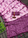 Magenta color linen cotton saree with digital printed work