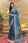 Firoji color banarasi silk saree with zari weaving work