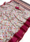 Gray color soft dola silk saree with digital printed work