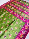 Mahendi green color soft cotton saree with patola printed work