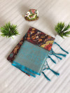 Brown color dola silk saree with digital printed work