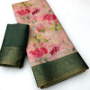 Baby pink color kanjivaram silk saree with digital printed work