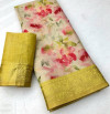 Yellow color kanjivaram silk saree with digital printed work