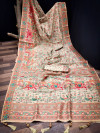 Beige color banarasi silk saree with woven design