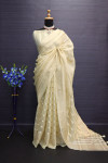 Yellow color soft tussar silk saree with zari weaving work
