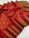 Red color kanjivaram silk saree with zari weaving work