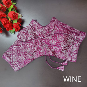 Wine color designer banarsi silk blouse