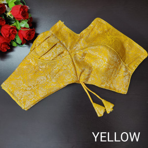 Yellow color designer banarsi silk blouse