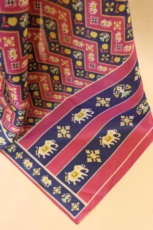 Pink color soft cotton silk saree with digital patola design