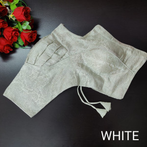 White color designer banarsi silk blouse