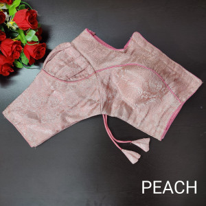 Peach color designer banarsi silk blouse