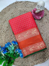 Red cotton silk saree with zari weaving work