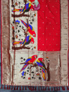 Red paithani silk saree with zari weaving work