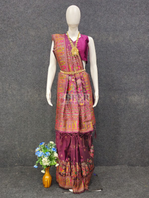 Woven Pashmina Silk Saree In Magenta