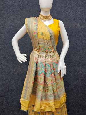 Woven Design Pashmina Silk Saree In Yellow