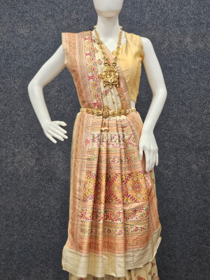 Woven Design Pashmina Silk Saree In Off White